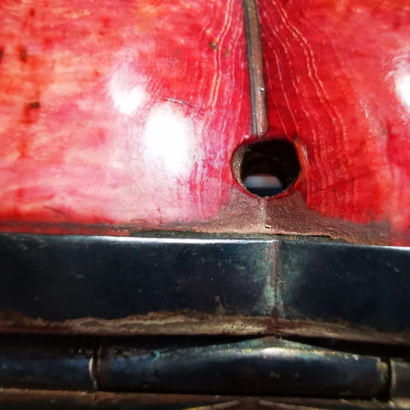 Vintage Henna Dyed Bone and Silver Tone Statement Cuff Bracelet - Picture 7 of 16